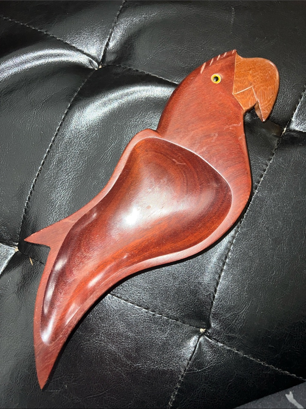 Handcrafted Wooden Parrot Vanity Tray in Mahogany stain